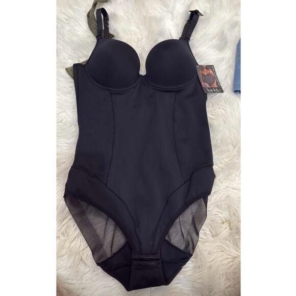 NWT Nicole Miller Scuba Shaping Bodysuit M Black - Picture 2 of 13